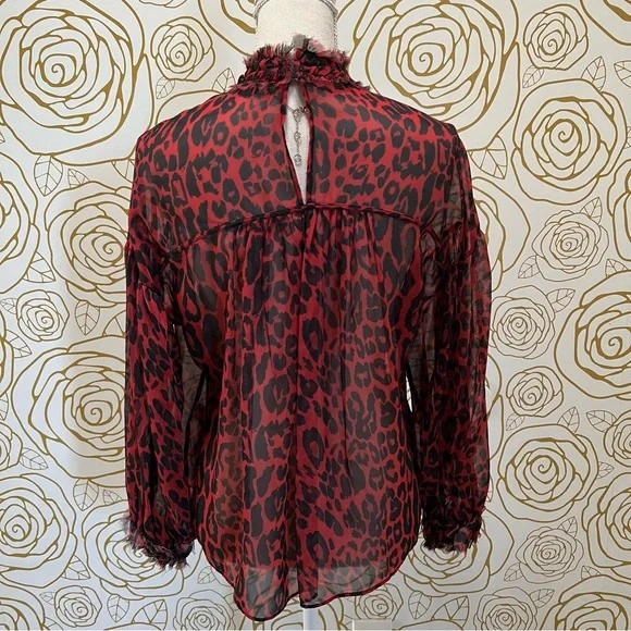 Zara high neck chiffon-like cheetah printed blouse - Picture 4 of 4
